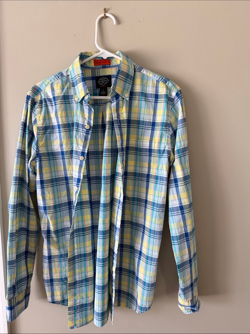 St. John's Bay Plaid Button-Down Shirt in Blue and Yellow